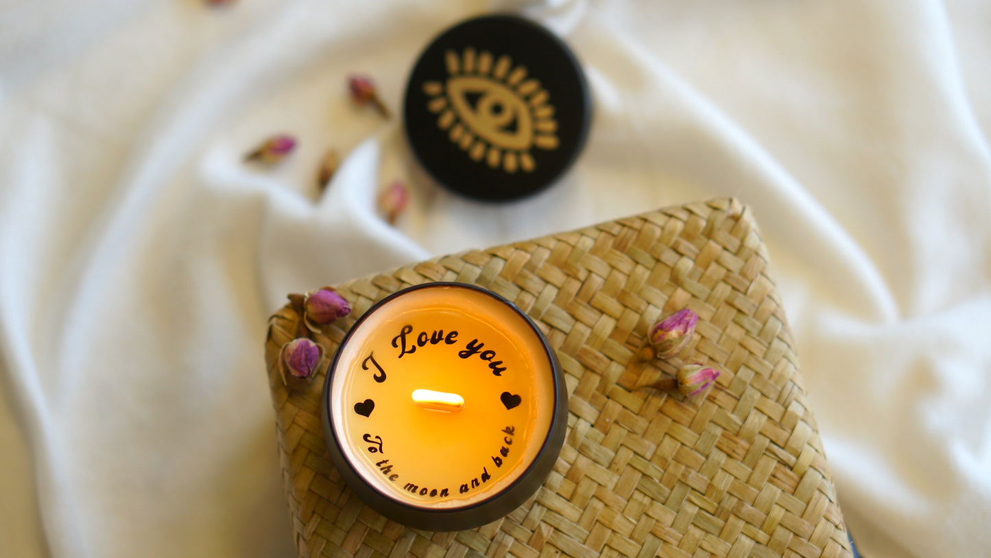 I love you to the moon and back Handmade Secret Message Candle